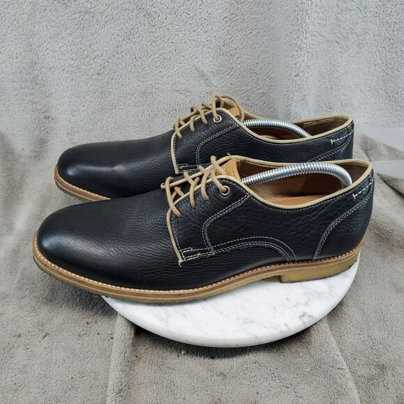 Johnston & Murphy Shoes Mens Size 12 Black Sheepskin Leather Howell Oxford - Picture 1 of 10